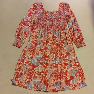 ODDY Floral Smocked Long Sleeved Dress